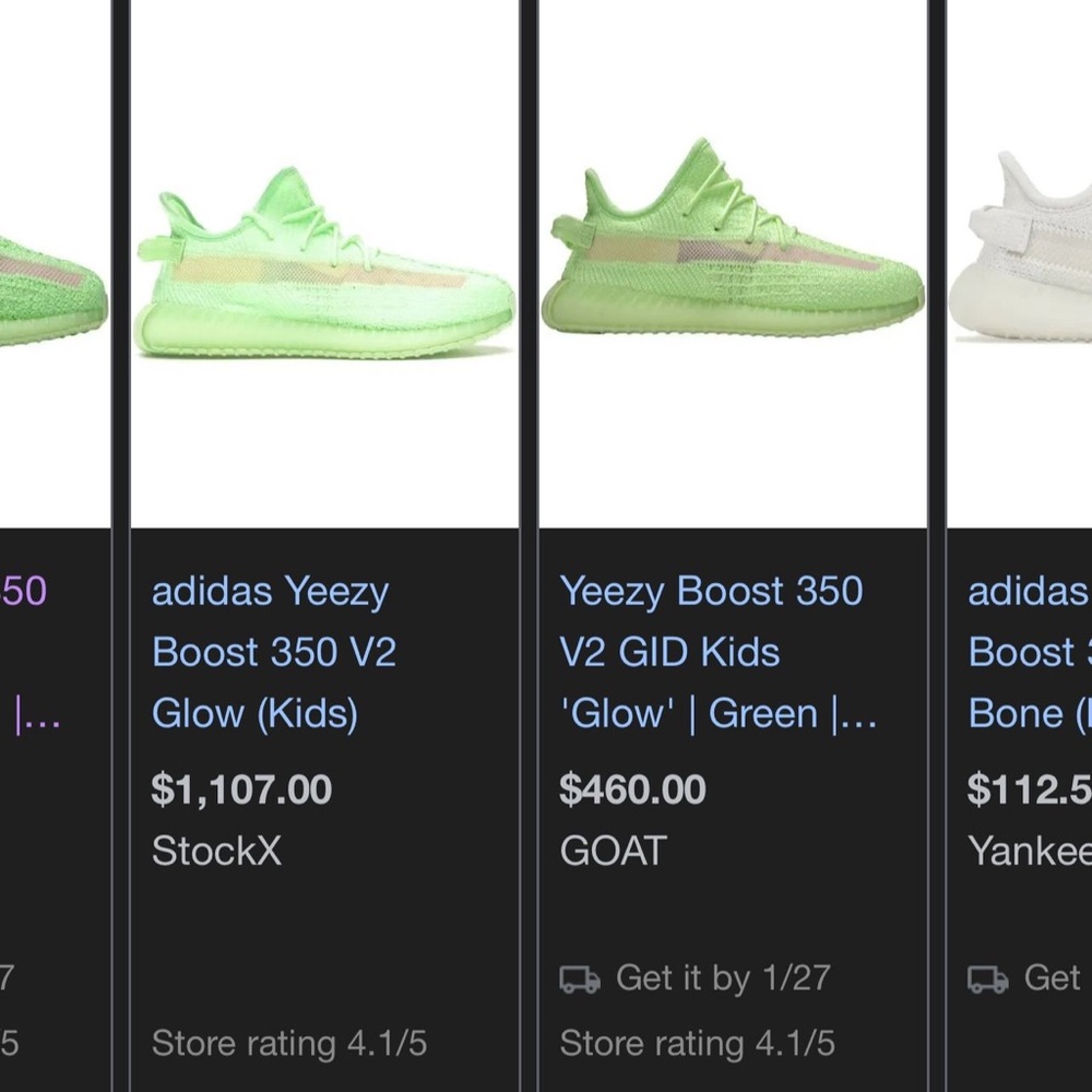 adidas Yeezy Boost 350 V2 Glow Kids Shoes - Green